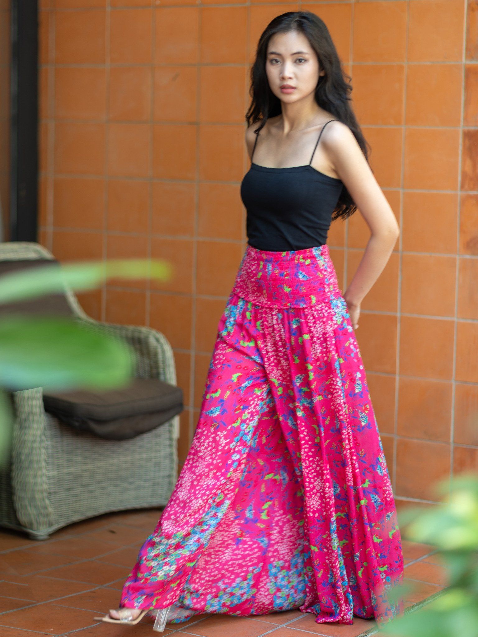 Quần Xòe Hoa Cotton Cao Cấp Luna Llena