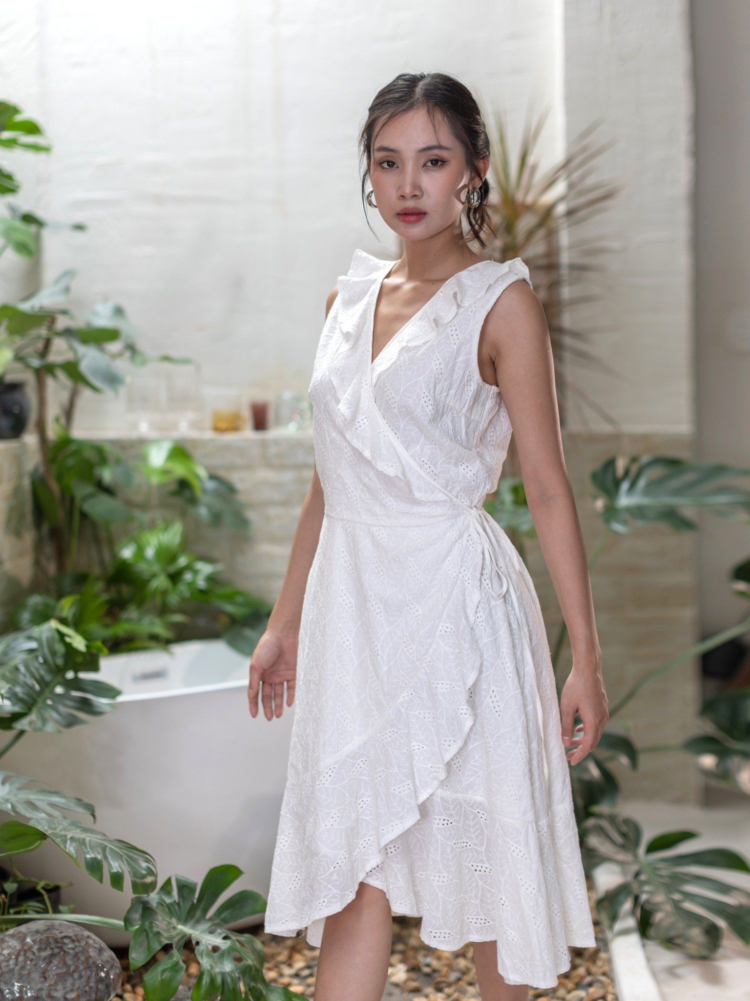Đầm Cotton Trắng Cao Cấp Luna Llena