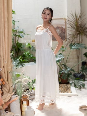  Maxi Trắng Cotton Ren Cao Cấp Luna Llena 