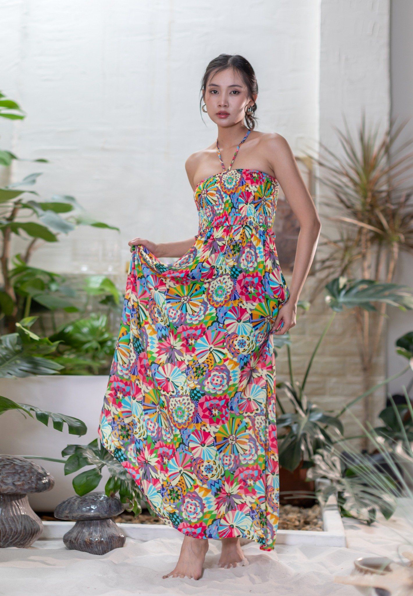Maxi Hoa Cotton Cao Cấp Luna Llena