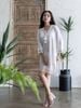 Đầm Trắng Xẻ Tà Vẽ Ánh Kim Cotton Isla Bonita
