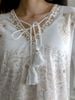 Đầm Trắng Xẻ Tà Vẽ Ánh Kim Cotton Isla Bonita