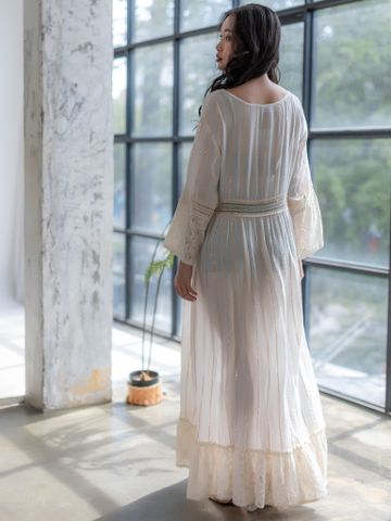  Maxi Trắng Dài Tay Cotton Isla Bonita 