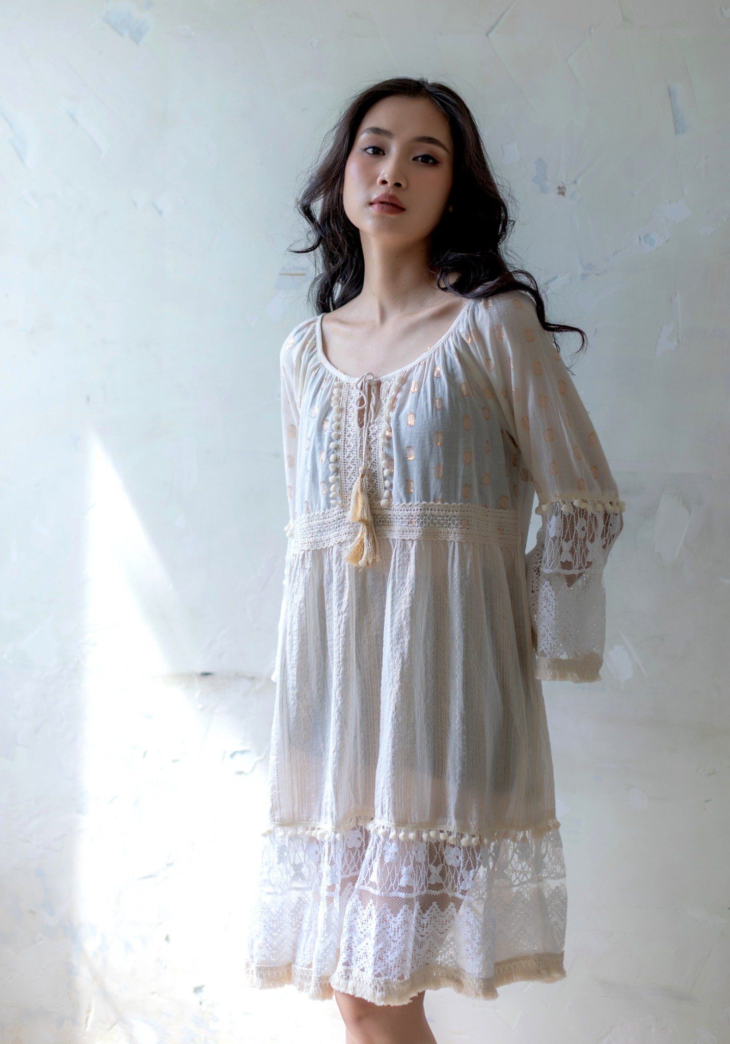 Đầm Phối Ren Cotton Isla Bonita
