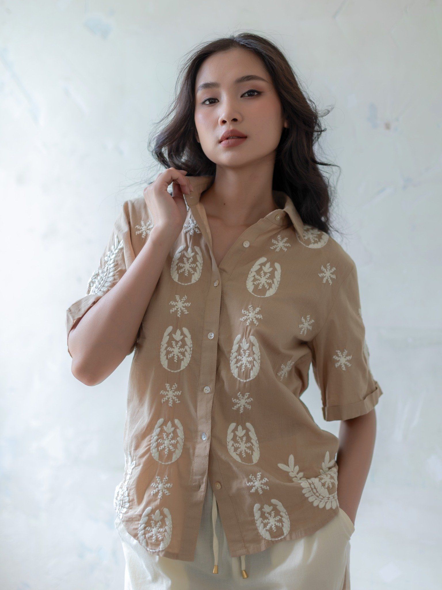 Áo Sơ Mi Thêu Cotton Isla Bonita
