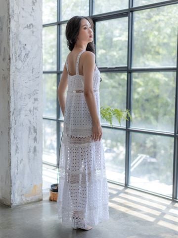  Maxi Trắng Phối Ren Cotton Cao Cấp 