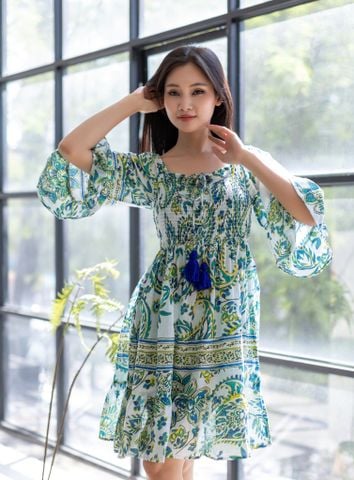  Đầm Boho Trễ Vai Kết Cườm Isla Bonita 