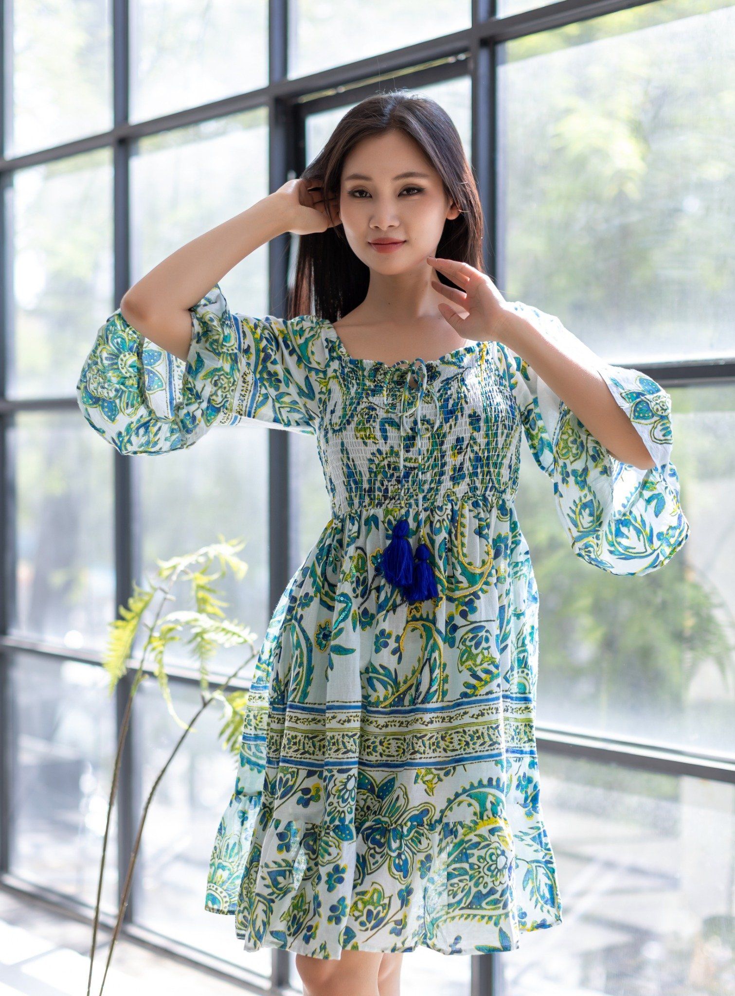 Đầm Boho Trễ Vai Kết Cườm Isla Bonita