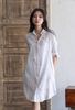 Đầm Sơmi Trắng Vẽ Ánh Kim Kết Hạt Cotton Isla Bonita