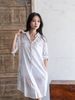 Đầm Sơmi Trắng Vẽ Ánh Kim Kết Hạt Cotton Isla Bonita
