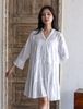 Đầm Trắng Thêu Phối Ren Kết Hạt Cao Cấp Cotton Isla Bonita