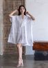 Đầm Cánh Dơi Trắng Vẽ Ánh Bạc Kết Cườm Cotton Isla Bonita