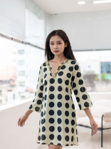  Đầm Boho Chấm Bi Kết Hạt Kim Loại Cotton Isla Bonita 