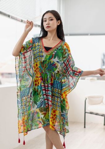  Đầm Voan Kết Hạt Kim Loại Cotton Voan Isla Bonita 