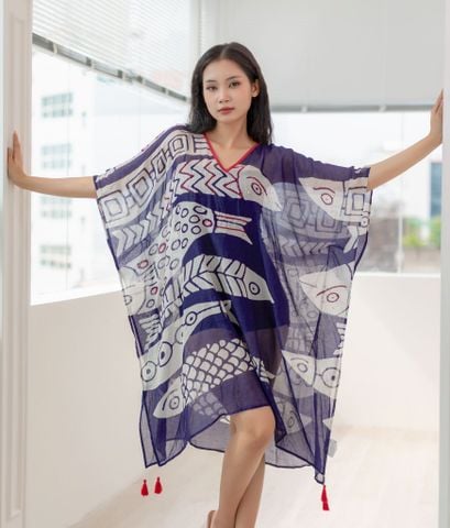  Đầm Cánh Dơi Thêu Kết Hạt Cotton Voan Isla Bonita 