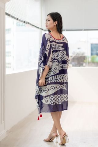  Đầm Cánh Dơi Thêu Kết Hạt Cotton Voan Isla Bonita 