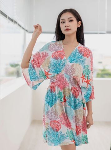  Đầm Kimono Hoa Ánh Kim Cotton Isla Bonita 