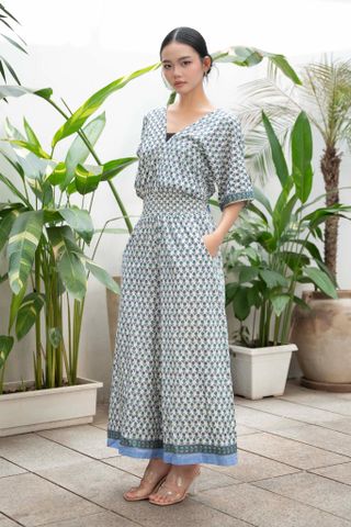  Jumpsuit Cổ V Kết Kim Loại Cotton Isla Bonita 