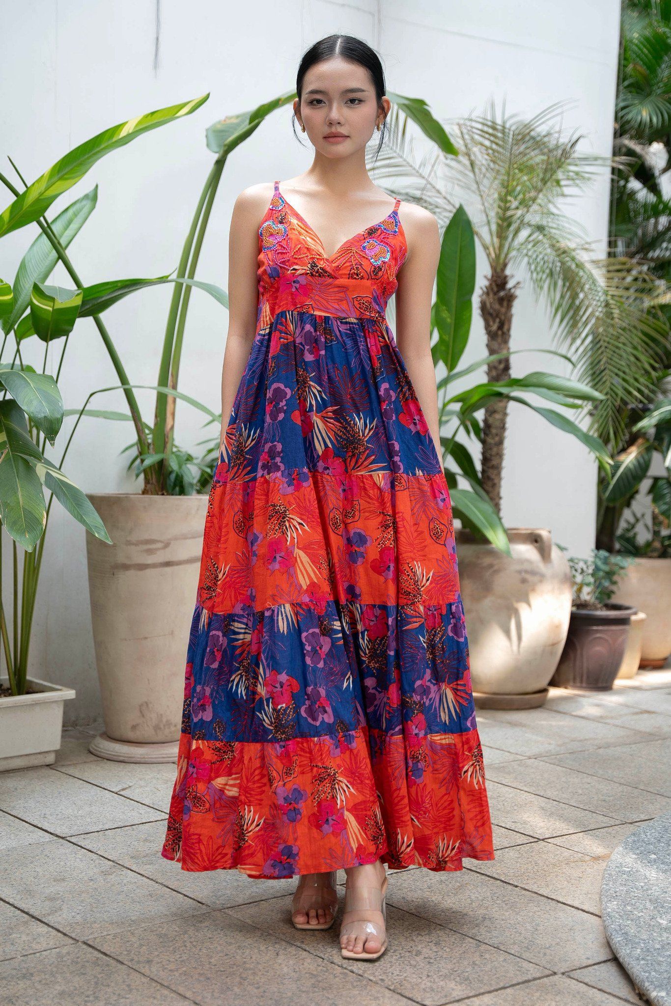 Maxi Đỏ Kết Hạt Cotton Isla Bonita