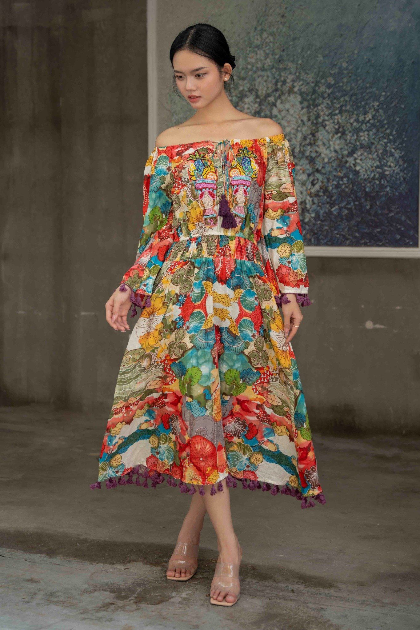 Maxi Trễ Vai Cotton Isla Bonita