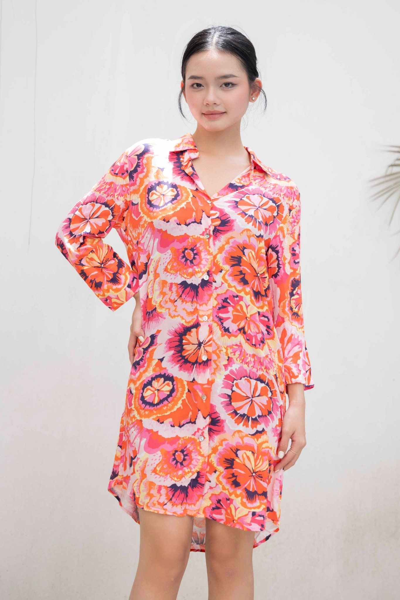 Đầm Sơ Mi Hoa Cotton Cao Cấp Luna Llena