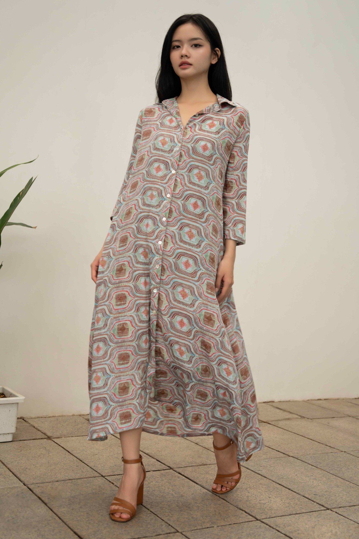 Đầm Maxi Sơ Mi Tay Dài Luna Llena