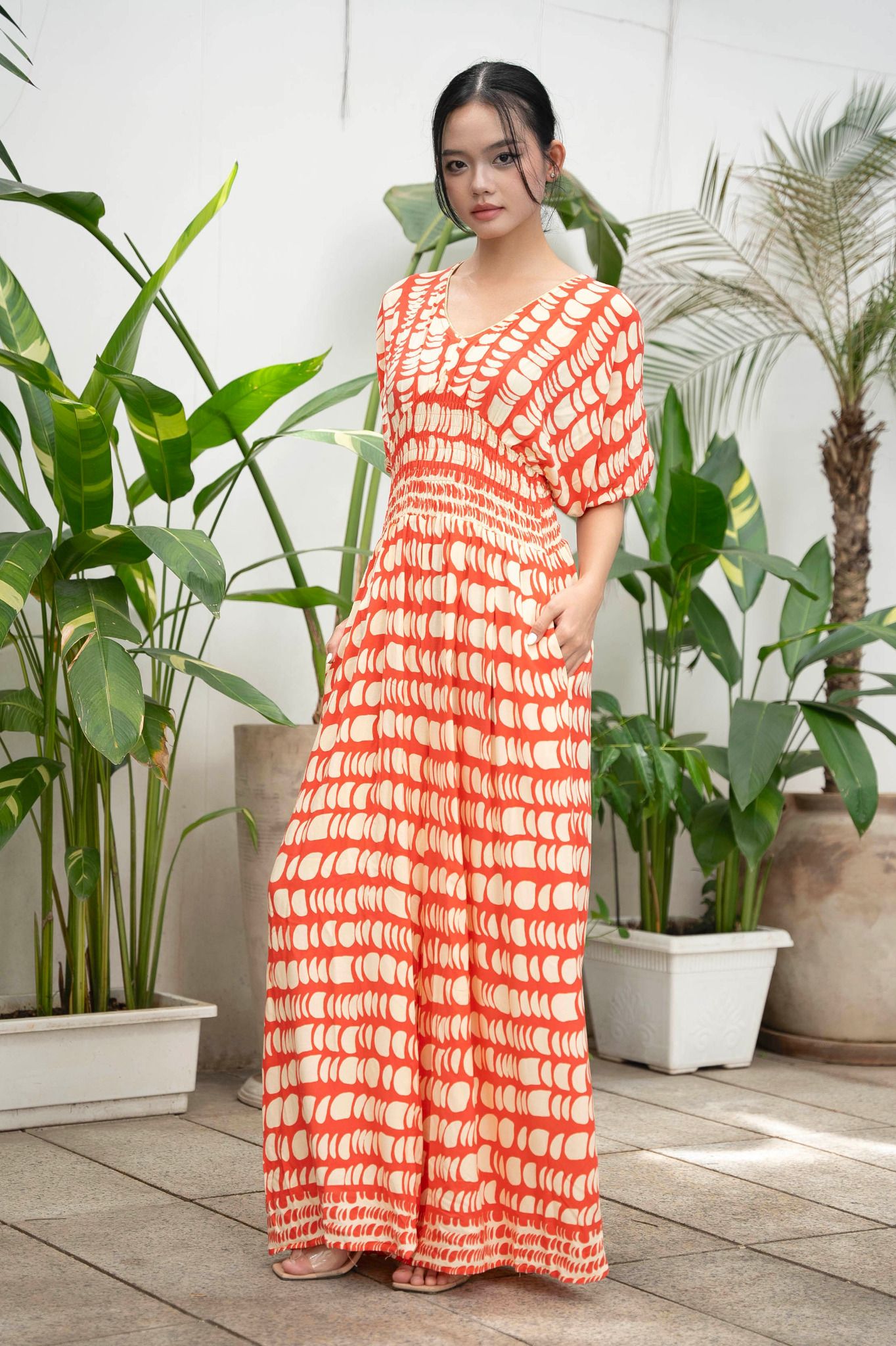 Jumpsuit Cổ V Cotton Cao Cấp Luna Llena