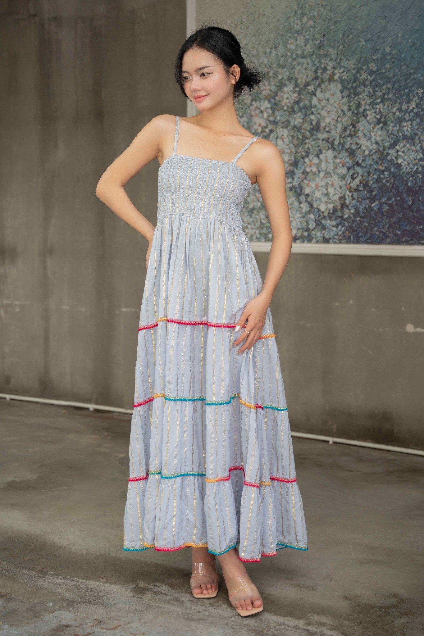 Maxi 2 Dây Ánh Kim Cotton Isla Bonita