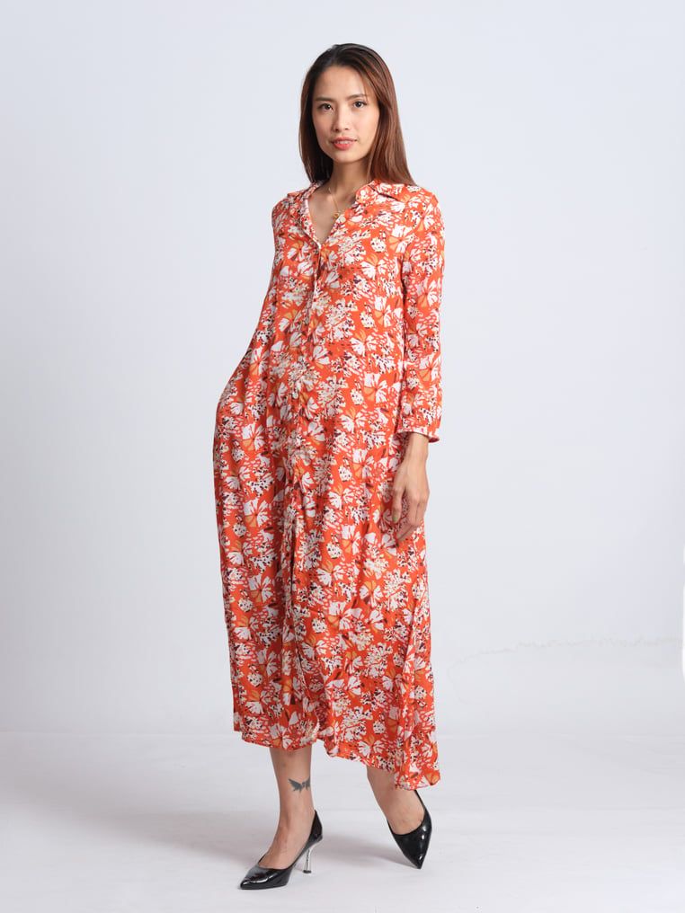 Đầm Maxi Sơ Mi Tay Dài Luna Llena