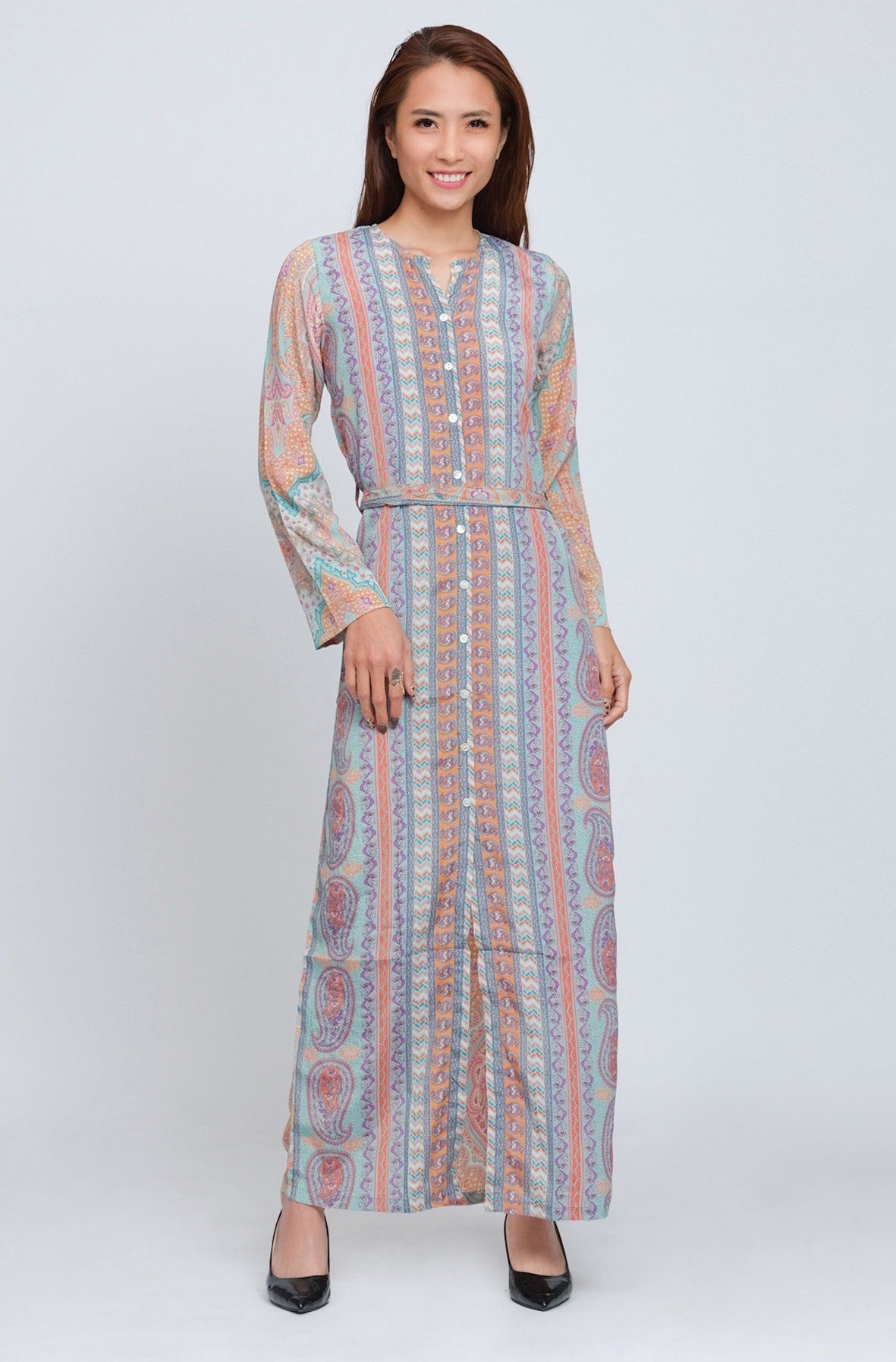 Đầm Maxi Tay Dài Cổ Lãnh Tụ Luna Llena