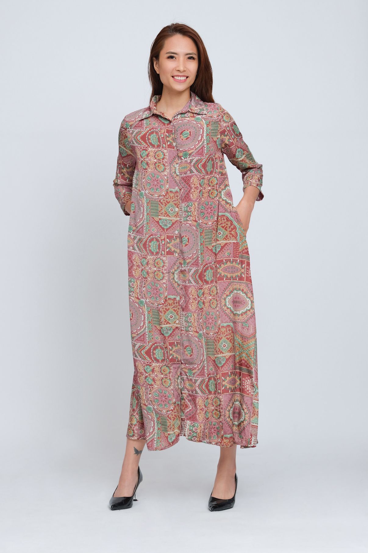 Đầm Maxi Sơ Mi Tay Dài Luna Llena