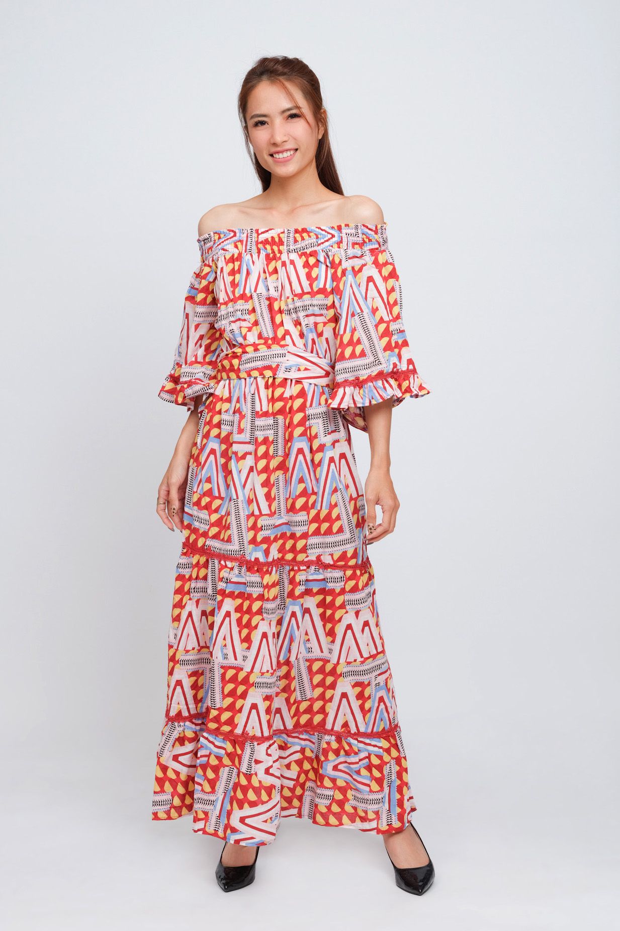 Đầm Maxi Trễ Vai Cotton Luna Llena
