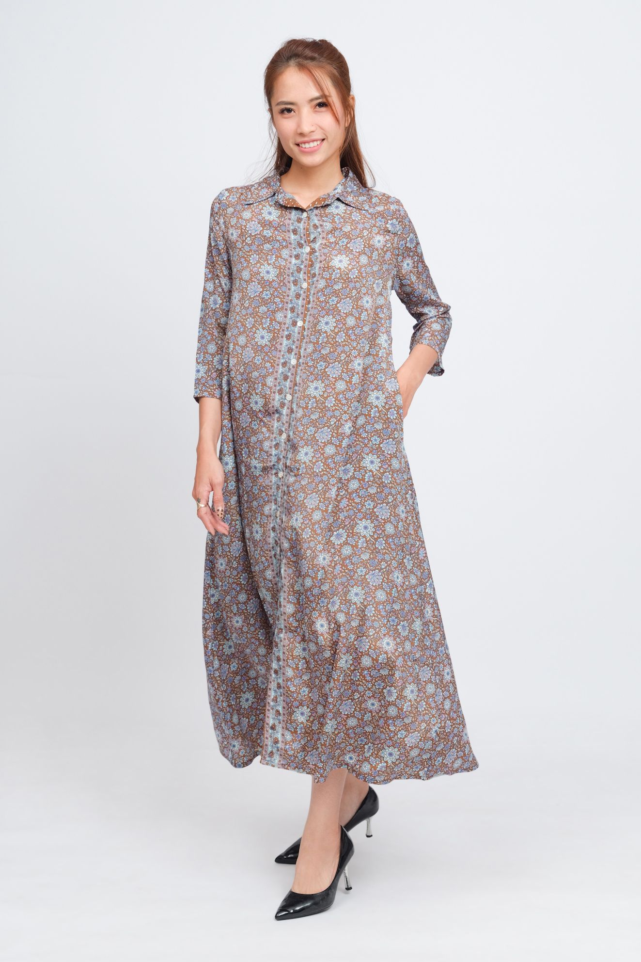 Đầm Maxi Sơ Mi Tay Dài Luna Llena