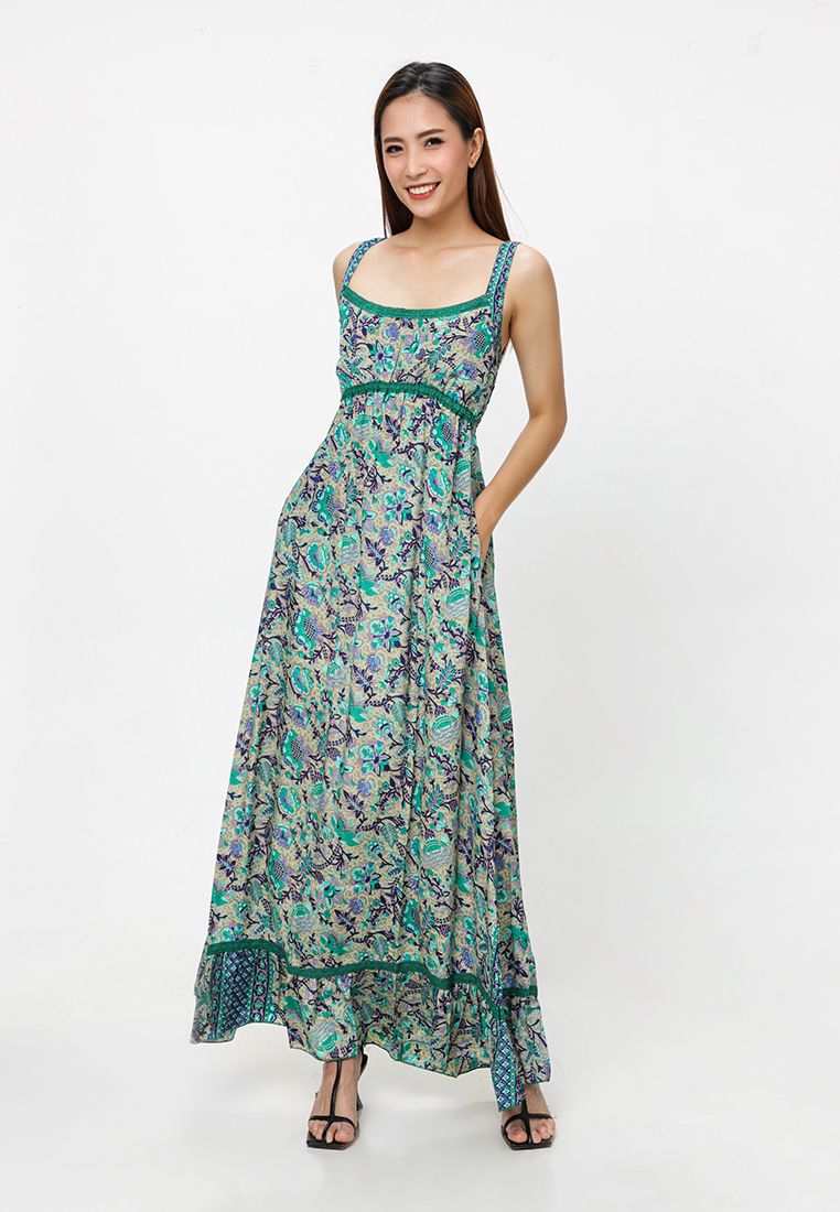 Đầm Maxi Hoa Lá Xanh Luna Llena