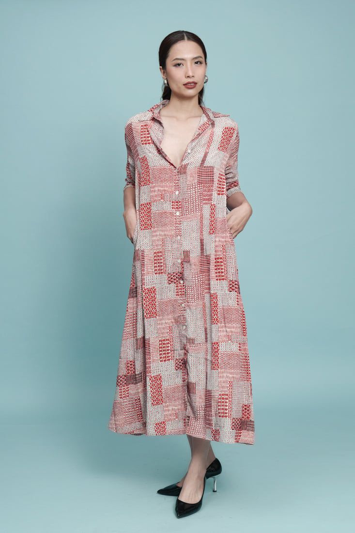 Đầm Maxi Sơ Mi Tay Dài Luna Llena