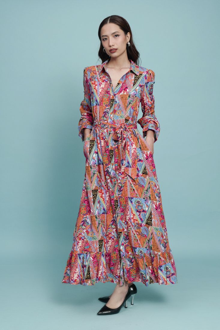 Đầm Maxi Sơ Mi Tay Dài Cotton Luna Llena