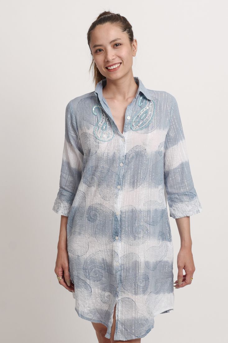 Đầm Sơ Mi Cotton Đính Cườm Isla Bonita