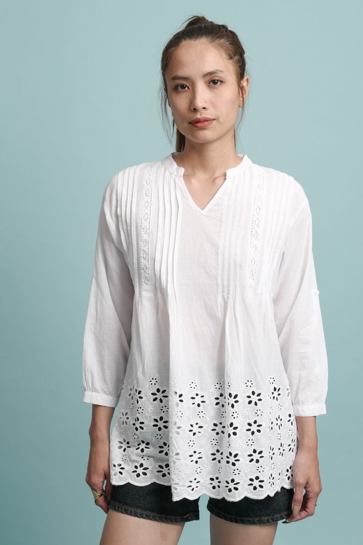 Áo Cotton Trắng Cao Cấp Isla Bonita