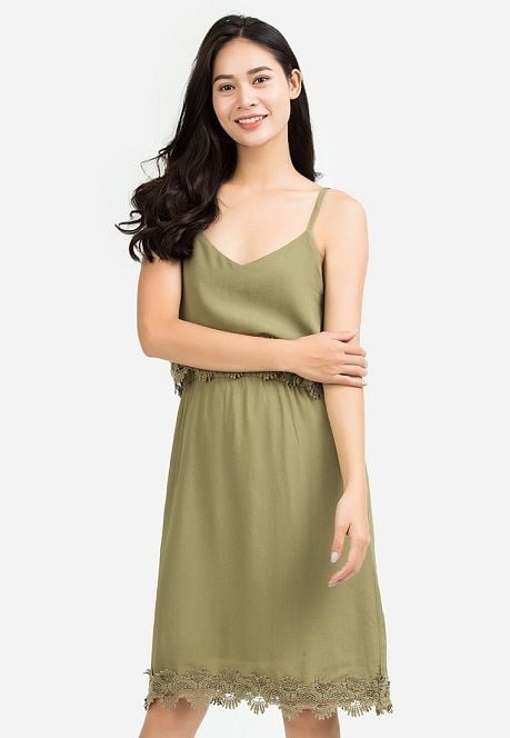 Đầm 2 Dây Olive