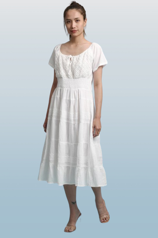  Maxi Trắng Trễ Vai Cotton Isla Bonita 