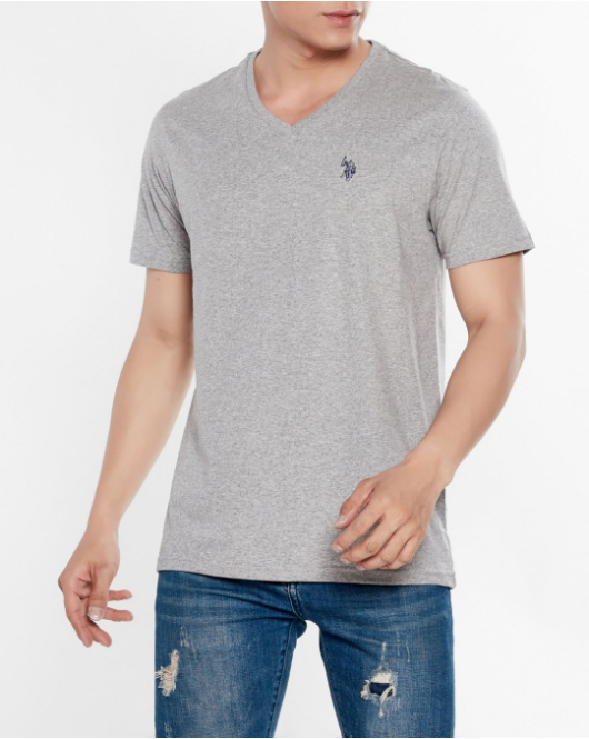 Áo T-Shirt cổ tim logo nhỏ