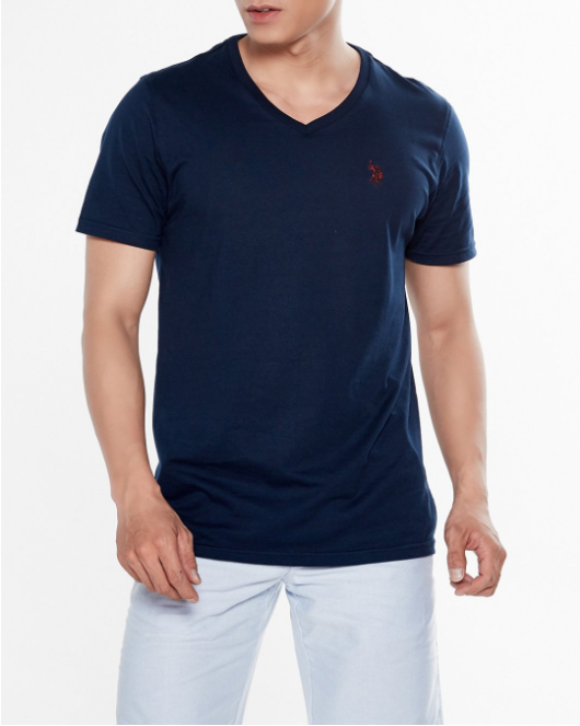 Áo T-Shirt cổ tim logo nhỏ
