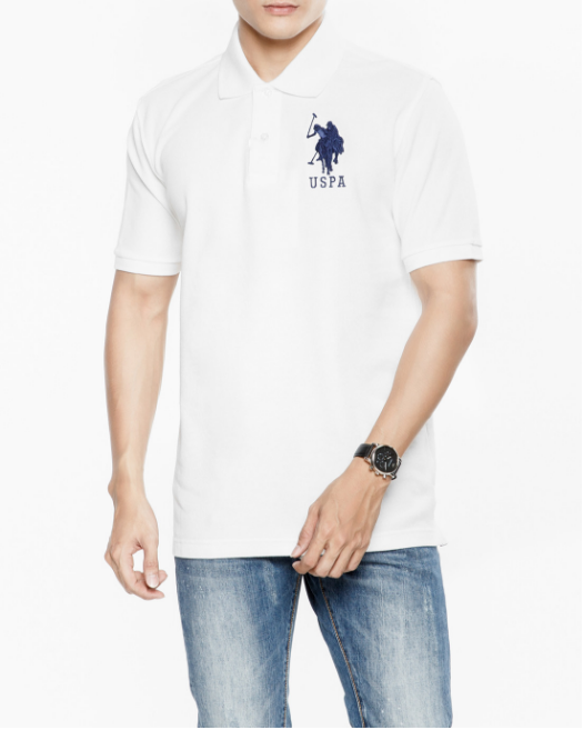 Áo Polo trơn màu logo lớn