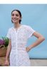 Đầm Midi Trắng Thêu Cotton Luna Llena