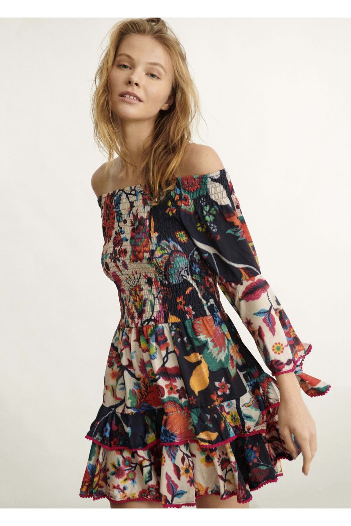 Đầm Trễ Vai Họa Tiết Hoa Luna Llena