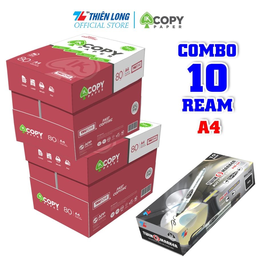 Combo giấy in văn phòng IK Copy 80 gsm tinh thông