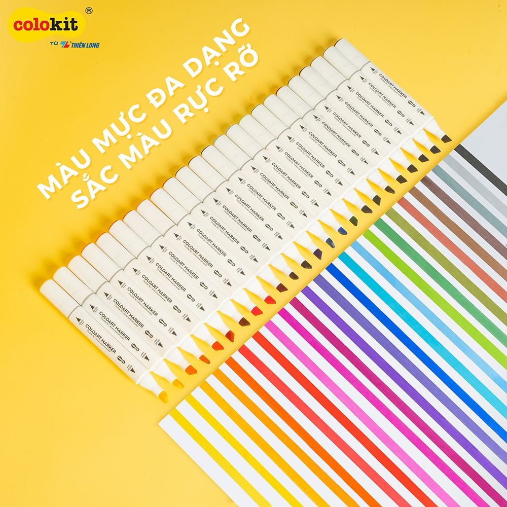 Bút dạ màu - bút marker 12 màu Thiên Long Colokit ART MARKER AM-C002 - Tặng sổ Sketch