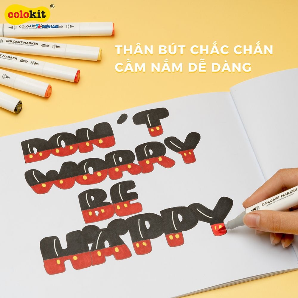 Bút dạ màu - bút marker 12 màu Thiên Long Colokit ART MARKER AM-C002 - Tặng sổ Sketch