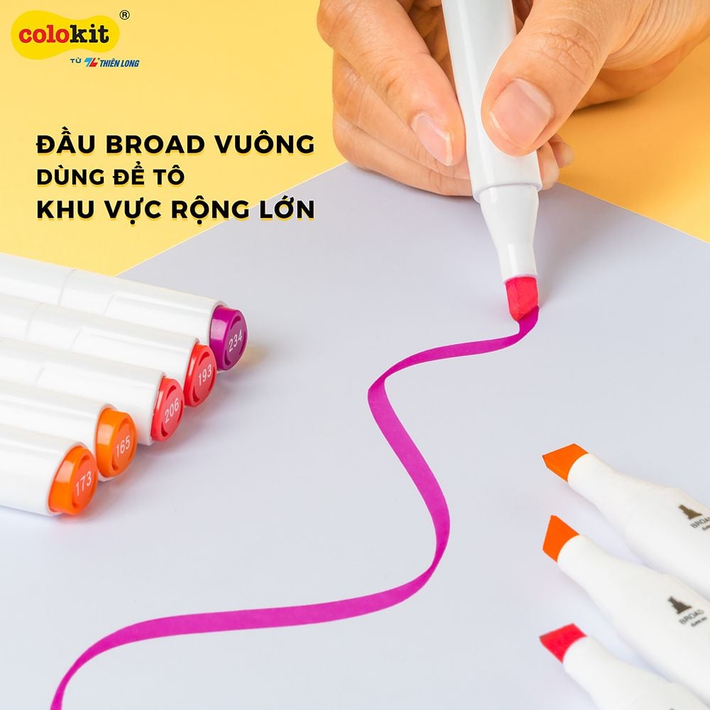 Bút dạ màu - bút marker 12 màu Thiên Long Colokit ART MARKER AM-C002 - Tặng sổ Sketch