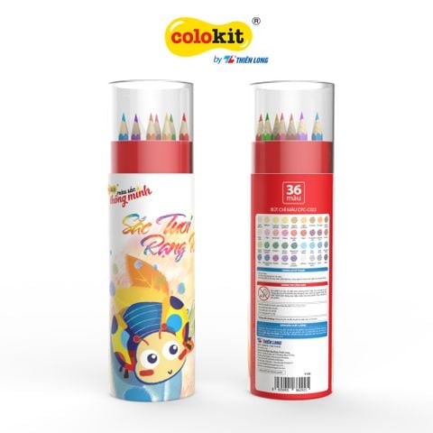 Quà tặng Bút chì màu chuyên nghiệp dạng lon 36 màu Thiên Long Colokit - Tiêu chuẩn châu Âu